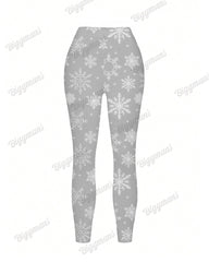 Plus Size Women's Snowflake Print Skinny Leggings