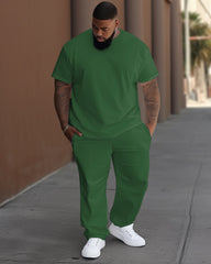Solid Color Multi-color Optional T-Shirt Trousers Set Big & Tall Men's