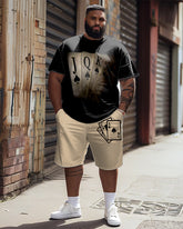 Men's Big & Tall Casual Poker Card Printed T-Shirt Shorts Set