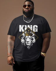 Big Guys Crewneck T-shirt with KING Print & Crown Lion Graphic