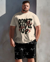 Men's Plus Size Casual Inspirational Slogan Alphabet Print T-Shirt Shorts Suit