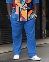 Personalized Puzzle Printed Large Men's Short Sleeved Shirt Set