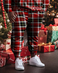 Men's Plus Size Merry Christmas Santa Plaid Hoodie Sweatpants Set