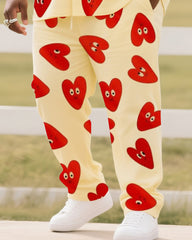 Big Boy's Valentine's Day Love Print Short Sleeve Shirt Trousers Suit