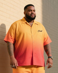 Big Man's Fire Cloud Gradient Micro-standard Short Sleeve Shirt Shorts Suit