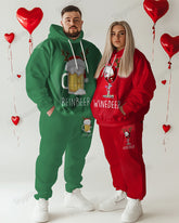 Couple Big & Tall Fashion Casual Christmas Special Print Hoodie Set