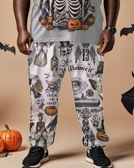 Halloween Skull Short Sleeve T-shirt Plus Size Men's Suit