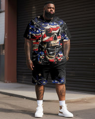 Independence Day Flag Skull Print Large Men's Suit