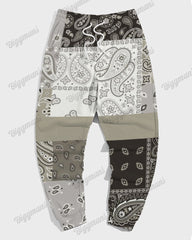 Men's Street Fashion Versatile Simple Paisley Patching Printed Plus Size Hoodie Set