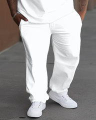 Men's Big & Tall Simple Patchwork Letter Printed T-shirt Pants Set