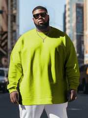 Men's Casual Retro Street Solid Color Crew Neck Sweatshirt