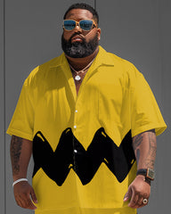 Big Guys Nostalgic Cartoon Fun Short Sleeve Shirt Shorts Set