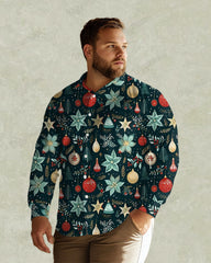 Men's Plus Size Romantic Christmas Long Sleeve Lapel Shirt