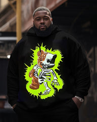 Men's Plus Size Tracksuit Bear Skeleton Hoodie and Pants Set