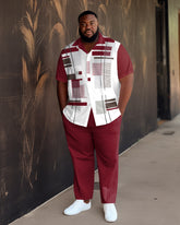Men's Plus Size Geometric 2 Piece Short Sleeve Walking Set