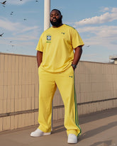 Big Boy Casual Sports Football Style Fans Striped Crewneck Short Sleeve T-Shirt Trousers