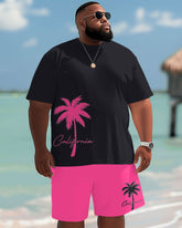 Men's Big and Tall Tropical Letter T-shirt and Shorts Set