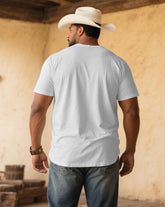 Men's Plus Size White Western Denim Boots Printed V-Neck Short Sleeve Tee