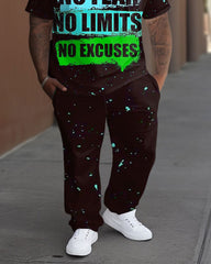 Men's Plus Size No Excuses Print T-Shirt Trousers Suit