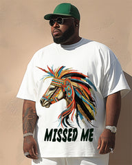 Big Shot. Anti-stereo 3d Horse Print Suit Short-sleeved Trousers