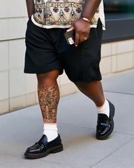 Big & Tall Men's Daily Leisure. High-end Dot Diamond Print Shirt Shorts Suit