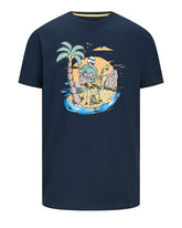 100% Cotton-Blue Black Hawaiian Corsage Men's Plus Size Short Sleeve T-Shirt
