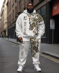 Men's Street Fashion Lion Alphabet Print Plus Size Hoodie Suit