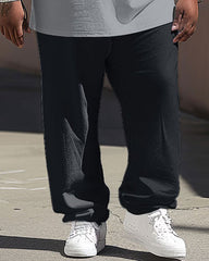 Street Simple Color Block King Letter Print Big & Tall Men's Set