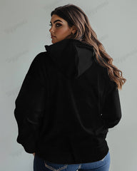 Women's Plus Size Cotton Hoodie With Stunning Silhouette Head Print