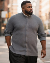 M-2XL Autumn And Winter Solid Color Zipper Turtleneck Knitted Jacket Sweater Cardigan