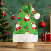 Christmas Fun Red Green Santa Cartoon Print Gift Plush Party Decorative Hat