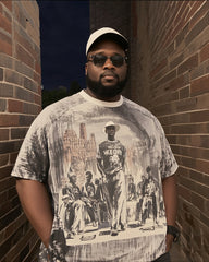 Men's Plus Size Abstract Black And White Sketch Print Top Tee