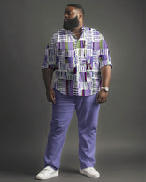 Men's Plus Size Street Fashion Stitching Graffiti Print Long Sleeve Shirt Trousers Suit