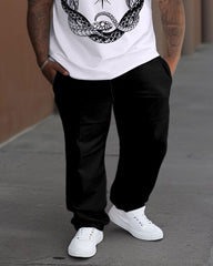 Men's Plus Size Street Fashion Snake Print T-Shirt Trousers Suit