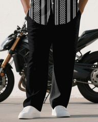 Big & Tall Men's Business Black Short Sleeve Shirt Trousers Suit