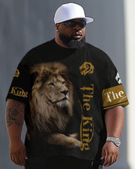 Big Men's Casual 3D Lion Print T-Shirt Trousers Set