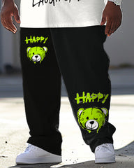 Men's Big & Tall Trendy Printed T-shirt Trousers Set