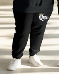 Couple's Fashion Casual Plus Size Queen King Large Letter Print Hoodie Set
