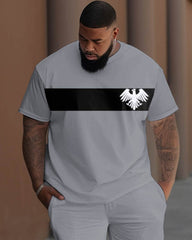 Men's Big & Tall Stitching Icon Eagle Print T-Shirt Pants Set
