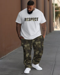 Men's Large Respect Camouflage Street Hip-Hop Casual Two-Piece Set