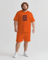 Keep Going You Can Do It Men's Big and Tall Simple Letter Short Sleeve T-shirt Shorts Set