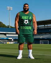 Big Men's Casual Football JUST A BOY Letter Printed Round Neck Vest and Shorts Set