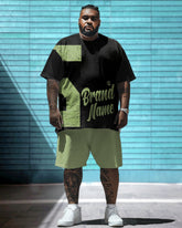 Printed Front And Back Men's Large Simple Pattern Printed T-shirt Shorts Suit