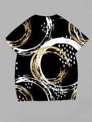 Women's Plus Size Circular Graffiti Round Neck Short Sleeve T-Shirt