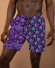 Big & Tall Men's Hawaii. Paisley Colorblock Holiday Shorts