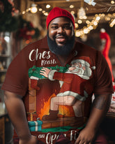 Big & Tall Men's Christmas Style Play Santa Short Sleeve Shirt
