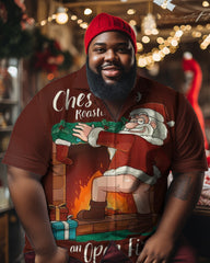Big & Tall Men's Christmas Style Play Santa Short Sleeve Shirt
