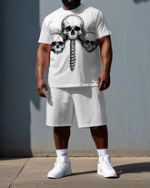 What Breaks You Builds You Big & Tall Men's Skull Screw Print Short Sleeve T-shirt & Shorts Set