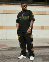 Big & Tall Men's Street Fashion SAINTS Stars Original Design-Short Sleeve Trousers Suit