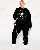 Women's Street Fashion Skull Print Plus Size Hoodie Suit
